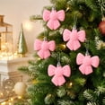 thumbnail image 7 of Homellea 6 Pack Velvet Bow Christmas Ornaments, Soft Bow-Shaped Hanging Decorations for Christmas Tree, Wreath, Garland, Gift Wrapping and Mantel and Holiday Party Display, 2.36 Inch, Pink, 7 of 7