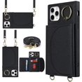 thumbnail image 3 of Crossbody Phone Cases for iPhone 11 Pro Max with Card Holder for Women,iPhone 11 Pro Max Case Wallet with Lanyard Strap,PU Leather Magnetic Clasp [Ring Holder Kickstand],(Black), 3 of 13