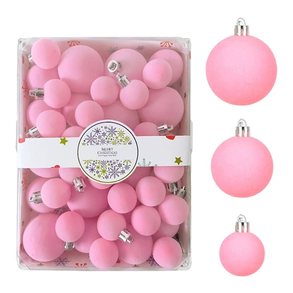 42‑Pcs Flocked Velvet Christmas Ball Ornament Set, Multi‑Size Hanging Baubles, Holiday Tree Hanging Decor for Xmas Tree, Home Indoor Party Seasonal Decoration