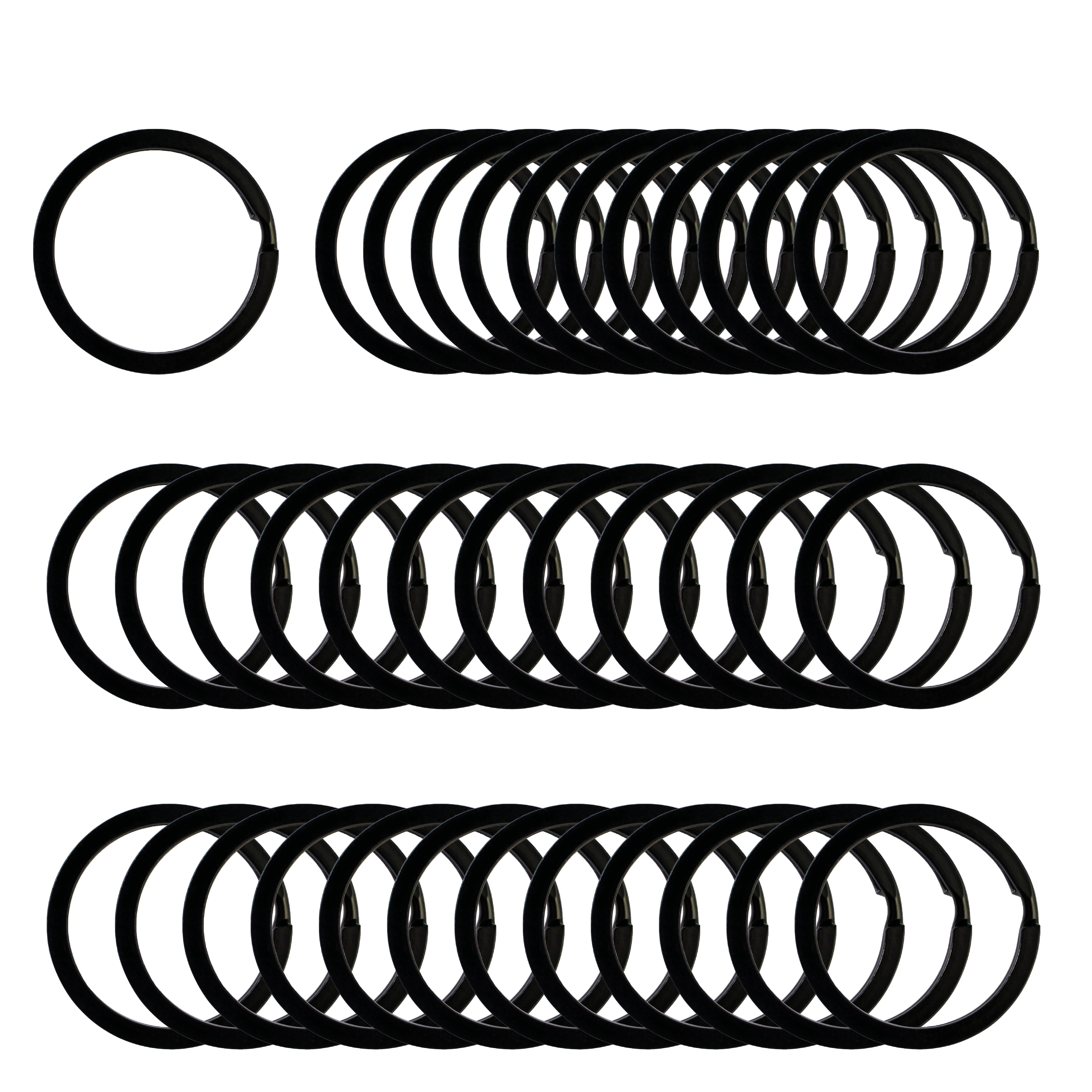 Key Rings Metal Flat Split Key Chains Rings for Home Car Keys Attachment 1 Inch/25mm,Black,50PCS/Box