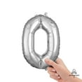 thumbnail image 2 of Anagram 78521 16 in. Number 0 Silver Shape Air Fill Foil Balloon, 2 of 5