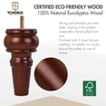 thumbnail image 3 of TCHOSUZ 4 inch / 10cm Wooden Furniture Legs, Pack of 4 Brown Solid Wood Turned DIY Replacement Bun Feet with M8 Hanger Bolts & T-Nuts or Sofa Couch Cabinet Recliner Ottoman Riser, 3 of 6