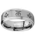 thumbnail image 2 of Tungsten Masonic Shriners 8mm Brushed Gray Step Edges Men Ring, 2 of 2