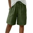 thumbnail image 4 of RotHome Women’s High Waisted Linen Shorts Wide Leg Bermuda Style Summer Casual Loose Fit Elastic Waistband Flowy Lightweight Breathable with Pockets, 4 of 8