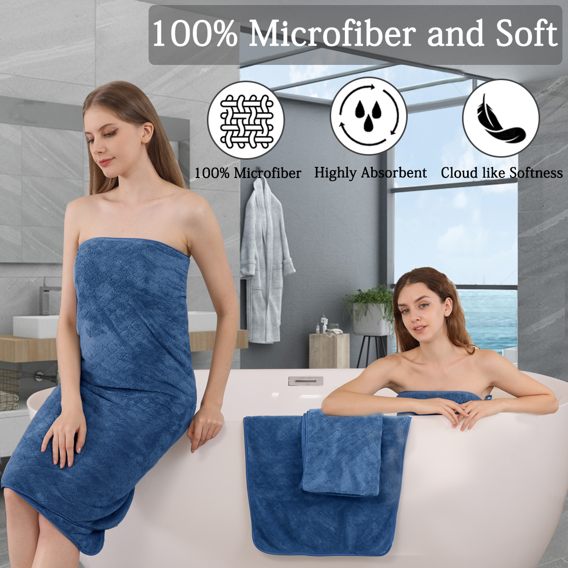 COVINA Home 4-Pack Bath Towel Set Microfiber Bathroom Towel Set Ultra Soft Plush Oversized Towels Adult Luxury Bath Sheet
