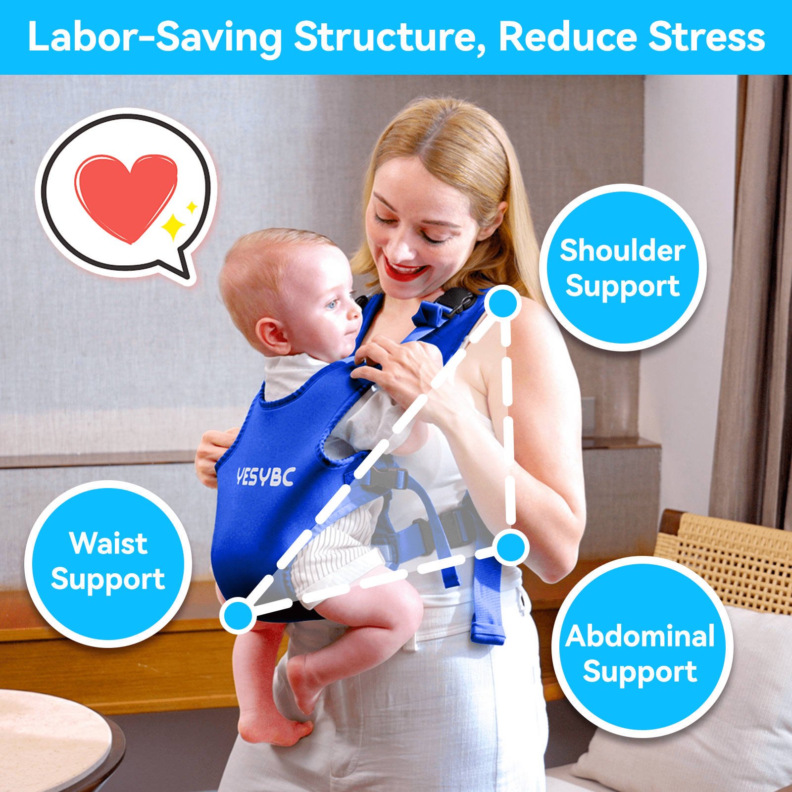 Baby Carrier, Dual-Use Adjustable Baby Sling Support Infant Chest Holder with Drawstring Backpack for Newborn to Toddler 13-33 lbs Swimming Pool Beach Land (Pink)