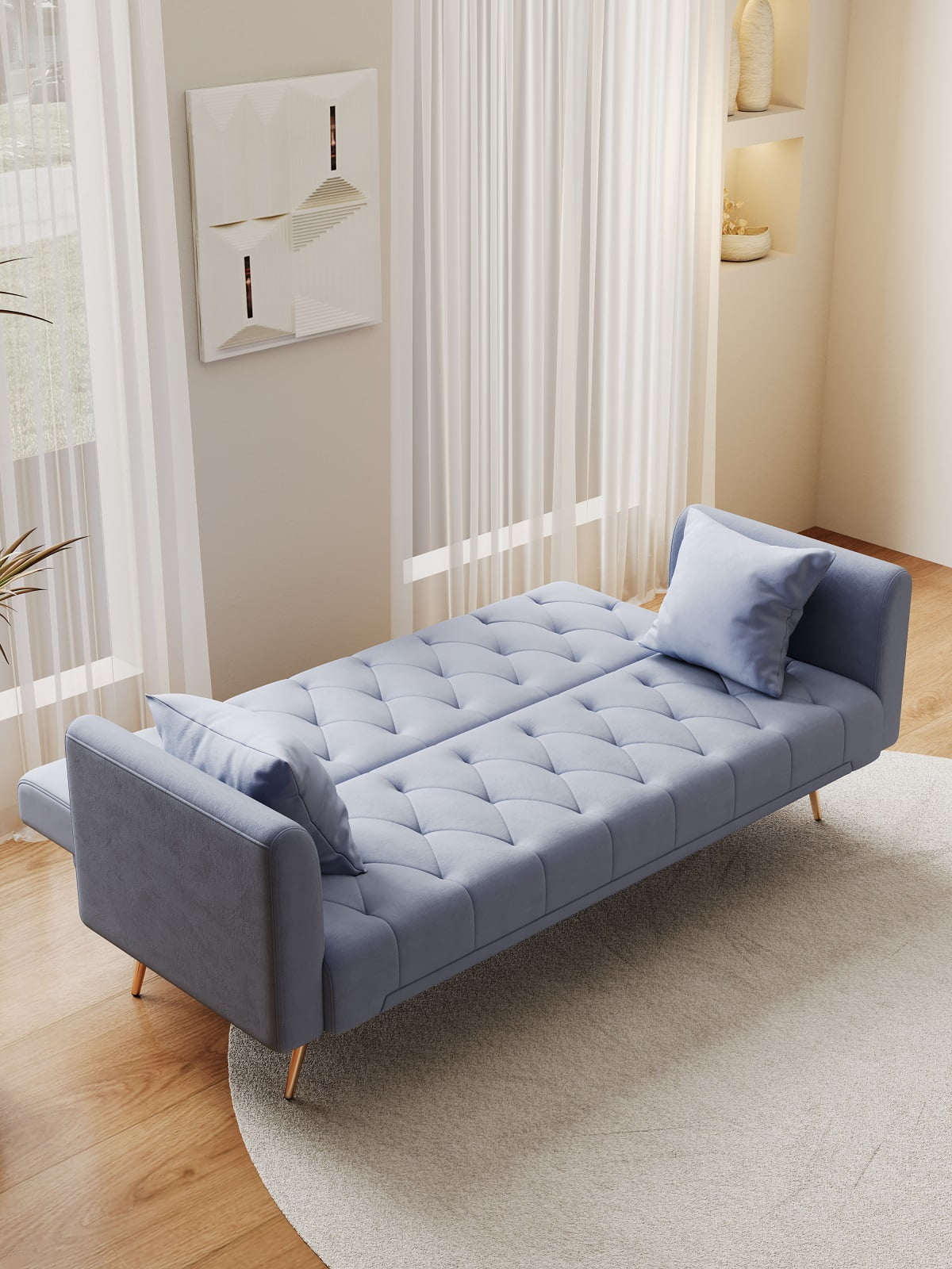 71" Convertible Loveseat Sofa, American Retro Gray Velvet, Ideal for Small Living Rooms, Bedrooms and Offices