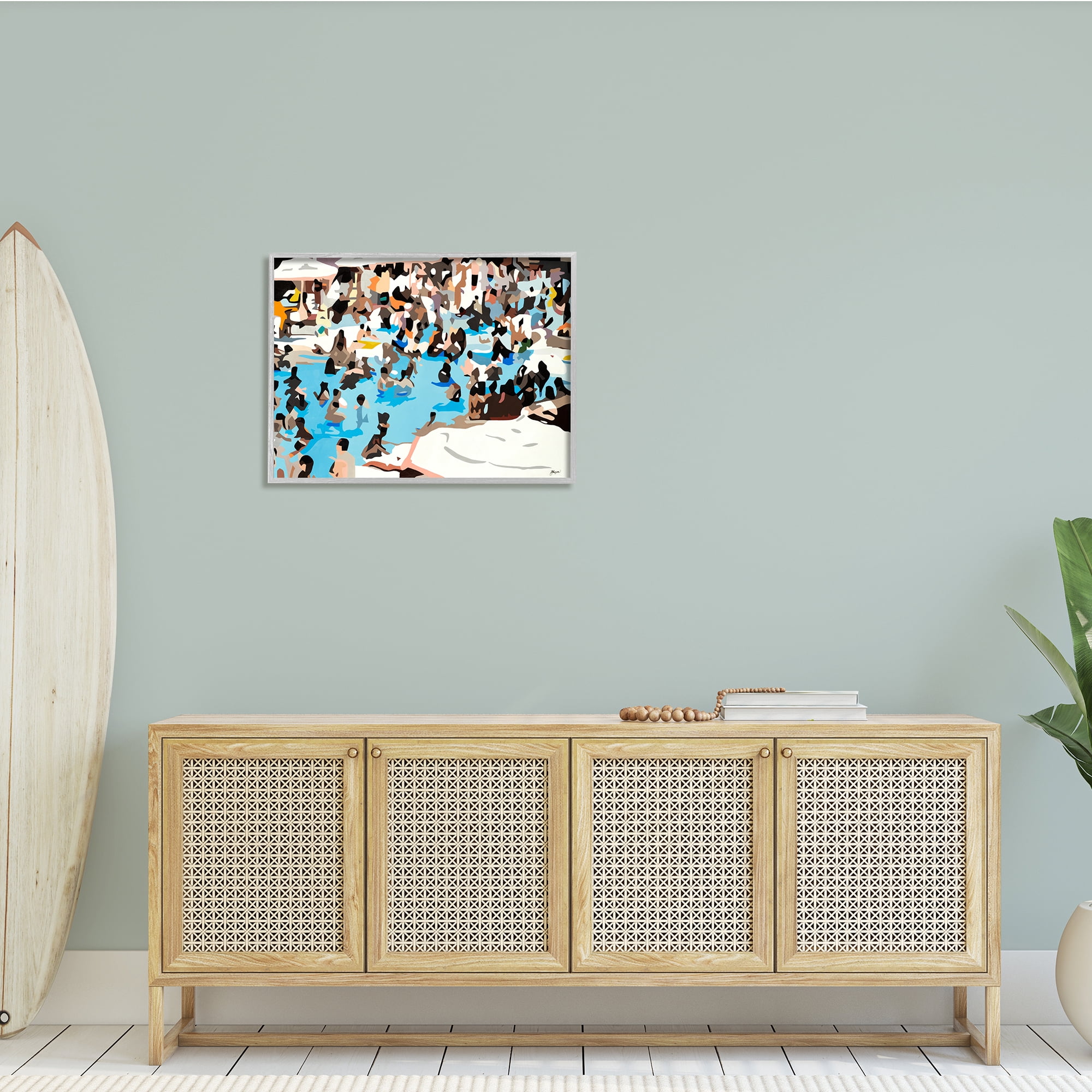 Stupell Industries Crowded Pool Scene Abstract Shape People Tropical Party, 30 x 24, Design by BethAnn Lawson
