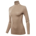 thumbnail image 1 of SSOULM Women's Slim Lightweight Long Sleeve Pullover Turtleneck Shirt Top With Plus Size, 1 of 5