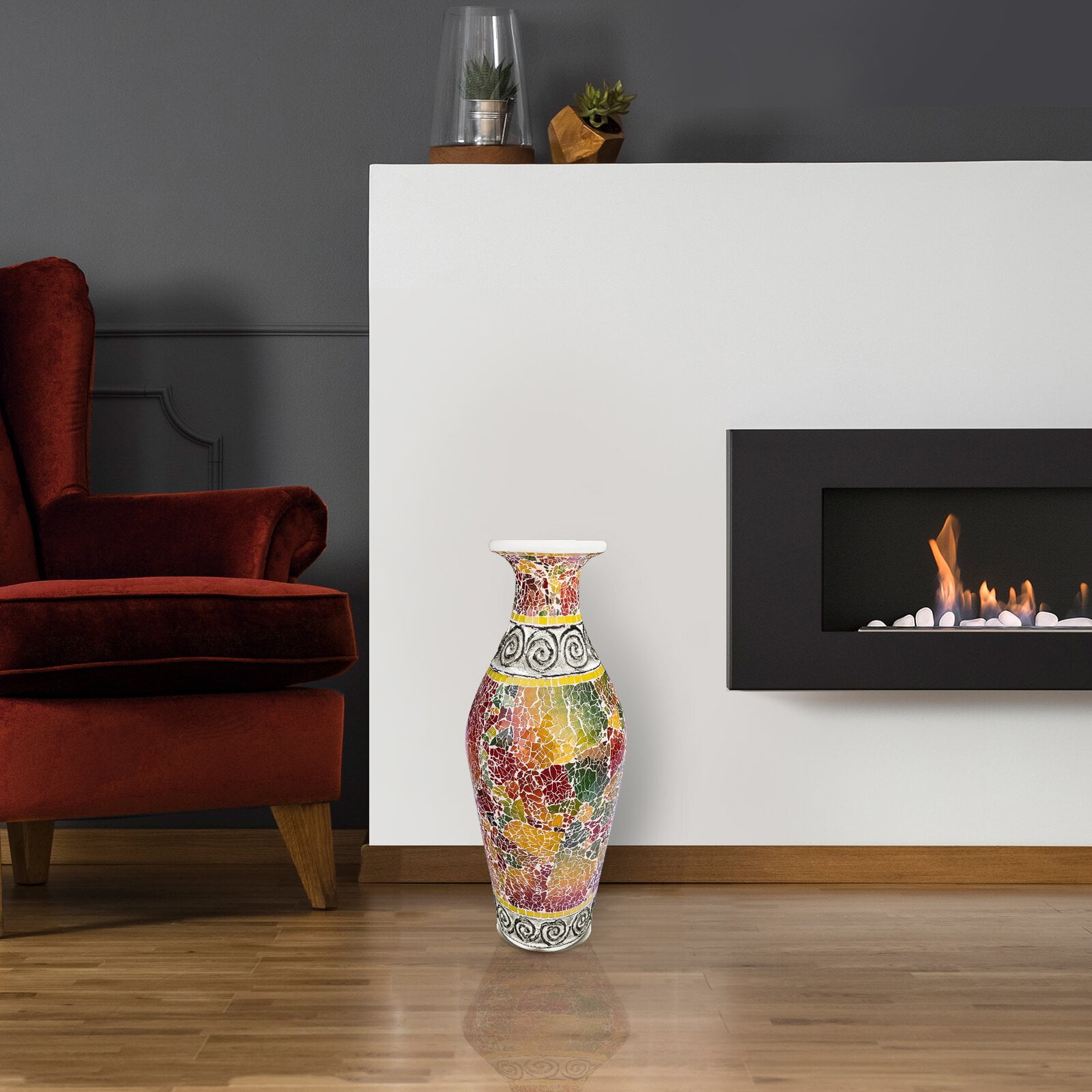 Hawden Multicolor 24" Terracotta Floor Vase, Vase Size Medium (12"24