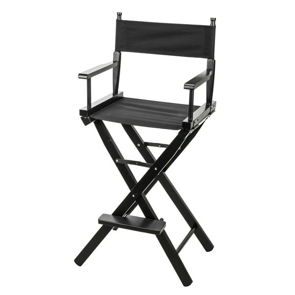 CLAR CLAR DC-30 Directors Chair 30" Height Lightweight Foldable Portable Black Wood Frame with Footrest - For Home or Commercial use - Makeup Artist Chair - Film directing or YouTube (Black)