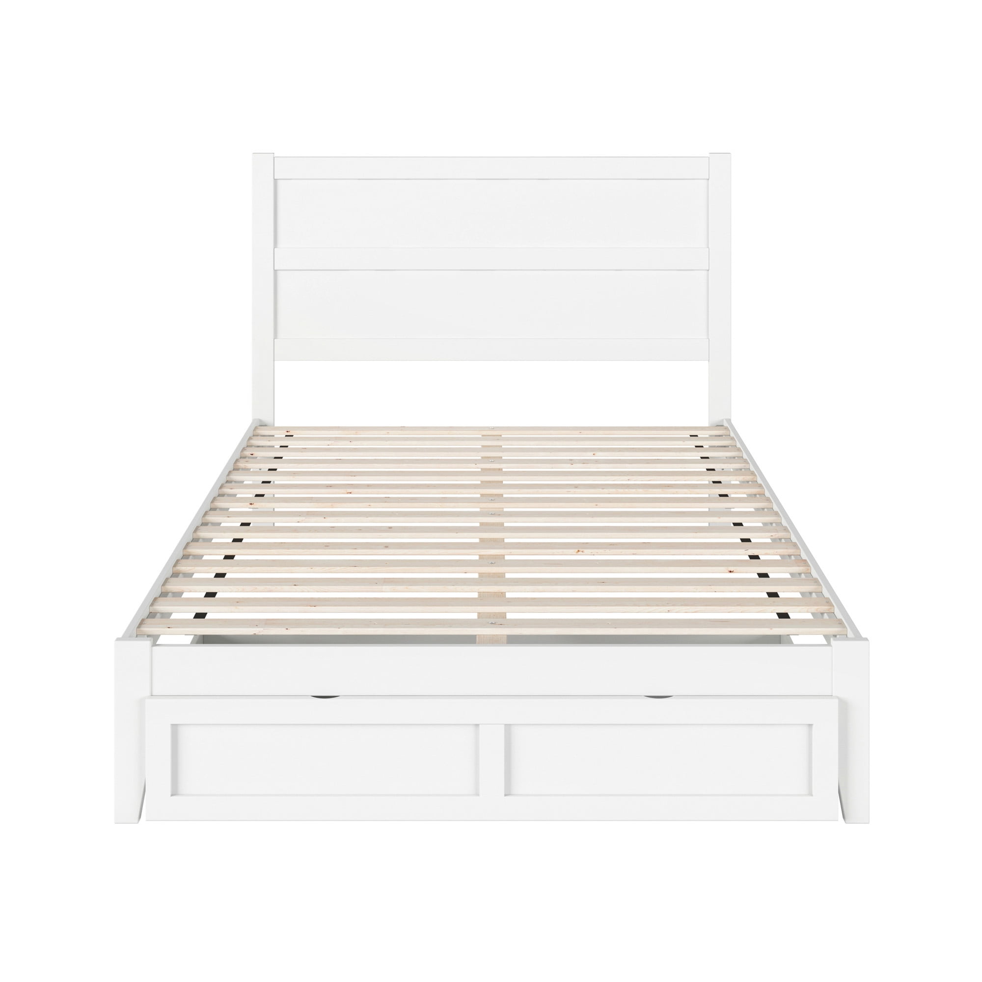 AFI NoHo 14" Queen Wood Platform Bed Frame with Foot Drawer Storage, White