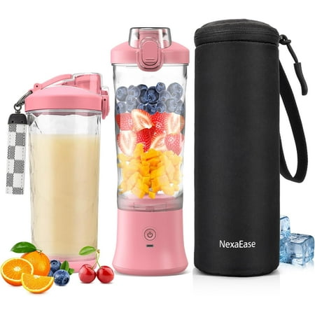 Portable Blender for Shakes and Smoothies- Personal Juicer 20 OZ Electric Protein Shaker Bottle with Insulated Sleeve USB-C Rechargeable Travel Lid-Small Blender Cup for Kitchen Office Gym Travel