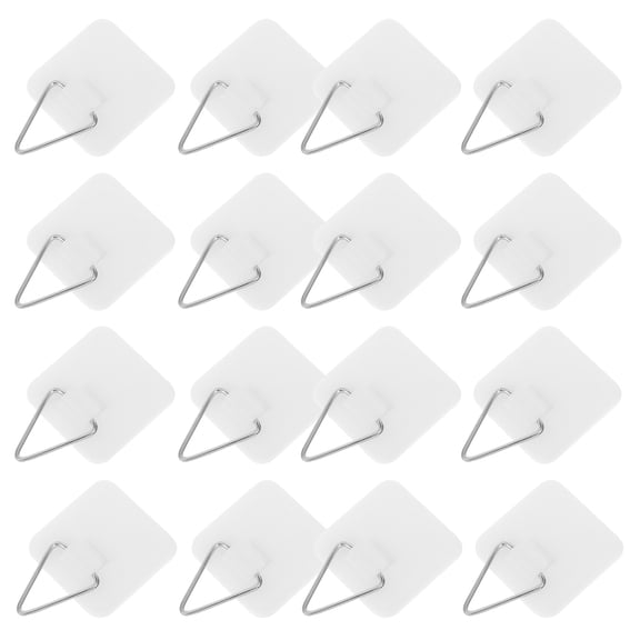 WRITWAA 50 Pcs No Wall Picture Hangers White Adhesive Plate Holders for Home and Office Use