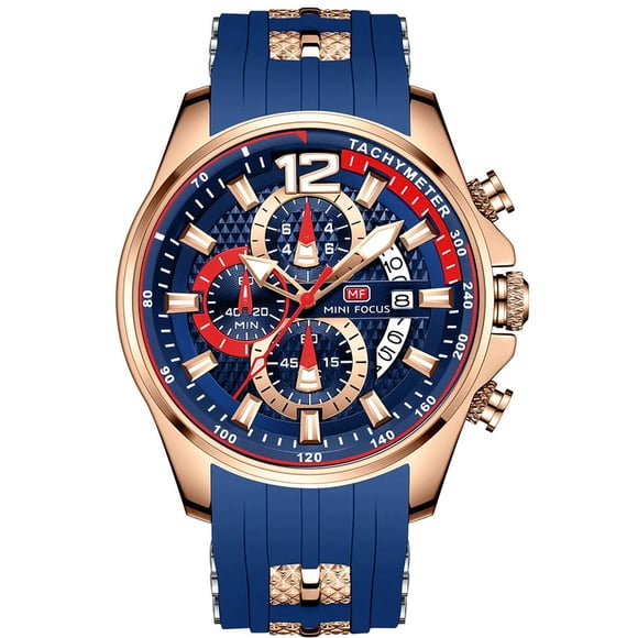 MINI FOCUS Men Waterproof Watches Fashion Sport Silicone Watch Quartz Silicone Strap Date Wristwatches for Male Clock Luminous Watch