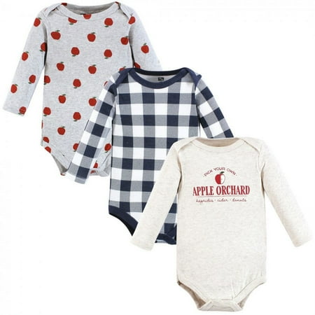 UPC: 0660168188066 | Hudson Baby Infant Boy Cotton Long-Sleeve Bodysuits Apple Orchard 0-3 Months