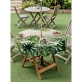 thumbnail image 4 of Outdoor Tablecloth with Umbrella Hole for Patio/Picnic/Party/Camping, Tropical Plants Waterproof Table Cloth Round Cover Washable, Summer Monstera Green Palm Leaves on Linen (Dia 60"), 4 of 9