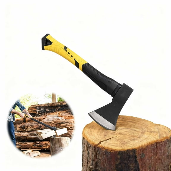 YeYeBest Wood Chopping Axe 15", Splitting Axe, Camping Axe, Short Maul Splitter for Cutting and Splitting, Splitting Maul, Yellow