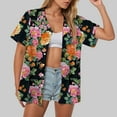 thumbnail image 2 of Gibobby Shirt for Women Short Sleeve Casual Button Up Shirts Summer Outfits Tropical Flamingo Shirts(Black,5XL), 2 of 5