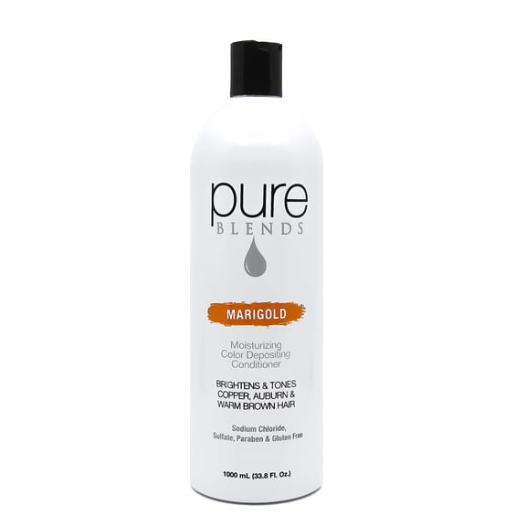 Pure Blends Marigold Moisturizing Color Depositing Conditioner Brighten & Tone Color Faded Hair Semi Permanent Hair Dye Prevents Color Fade Extend Color Service on Color Treated Hair 33.8 Oz.