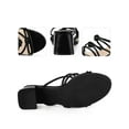 thumbnail image 2 of BLISSFUL STEP Pointed Toe Double Knotted Block Heel Slide Sandals for Women Black (Size 8), 2 of 4