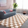 thumbnail image 2 of Conbriboy Super Soft Rug For Bedroom,5x7ft Off-White Camel Area Rug Classic Checkered Shaggy Anti-Skid High Pile Soft Fluffy Rug Fuzzy Carpet For Living Room Bedroom Kids Room Nursery, Dorm, 2 of 8