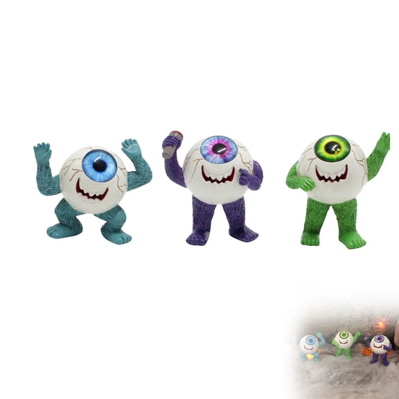 3-Piece Eyeball Resin Figurines Set, Halloween Ghost Figurine Ghost Decor, Halloween Decorations Funny Ghost Statue,Cute Spooky Ghost Figurines, One-Eyed Monster Statues for Desk Shelf Party Display