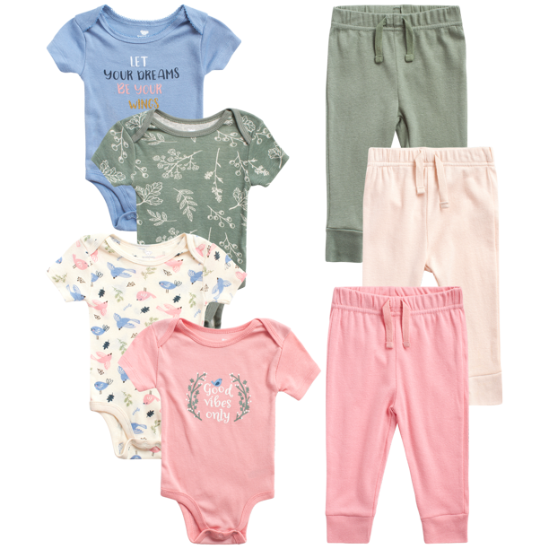 Koala Baby Girls' Layette Set 7 Piece Playwear Bodysuit and Fleece