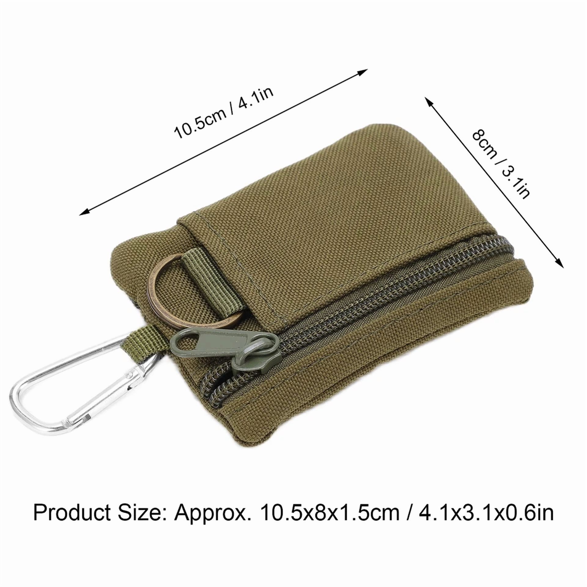 Outdoor Edc Molle Pouch Wallet Mini Portable Key Card With Carabiner Fe3