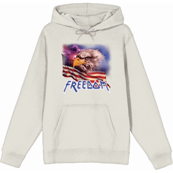 Americana Freedom Eagle Adult Sand Long Sleeve Hoodie-Medium