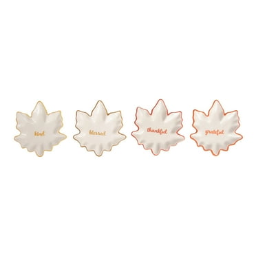 Transpac Ceramic Harvest Leaf Plate Set of 4 Home Decorations Fall/Harvest