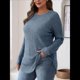 thumbnail image 4 of Camisas de Larga para Mujer, Blusas Tipo Túnica para Mujer, Suéteres Básicos Holgados y Elegantes con Cuello Redondo para Mujer. Azul XL, 4 of 7