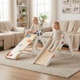 thumbnail image 2 of Gymax Panda-Themed Wood Montessori Climbing Set w/Slide Ramp Ladder & Cartoon Blocks White, 2 of 10