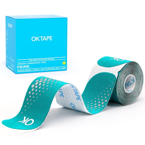 OK TAPE Synthetic Kinesiology Tape Precut Strips, Waterproof Kinesiology Athletic Tape for Joint & Muscle Support, Reflective and Durable Tape, 2in×16.4ft Roll 20PCS | Green
