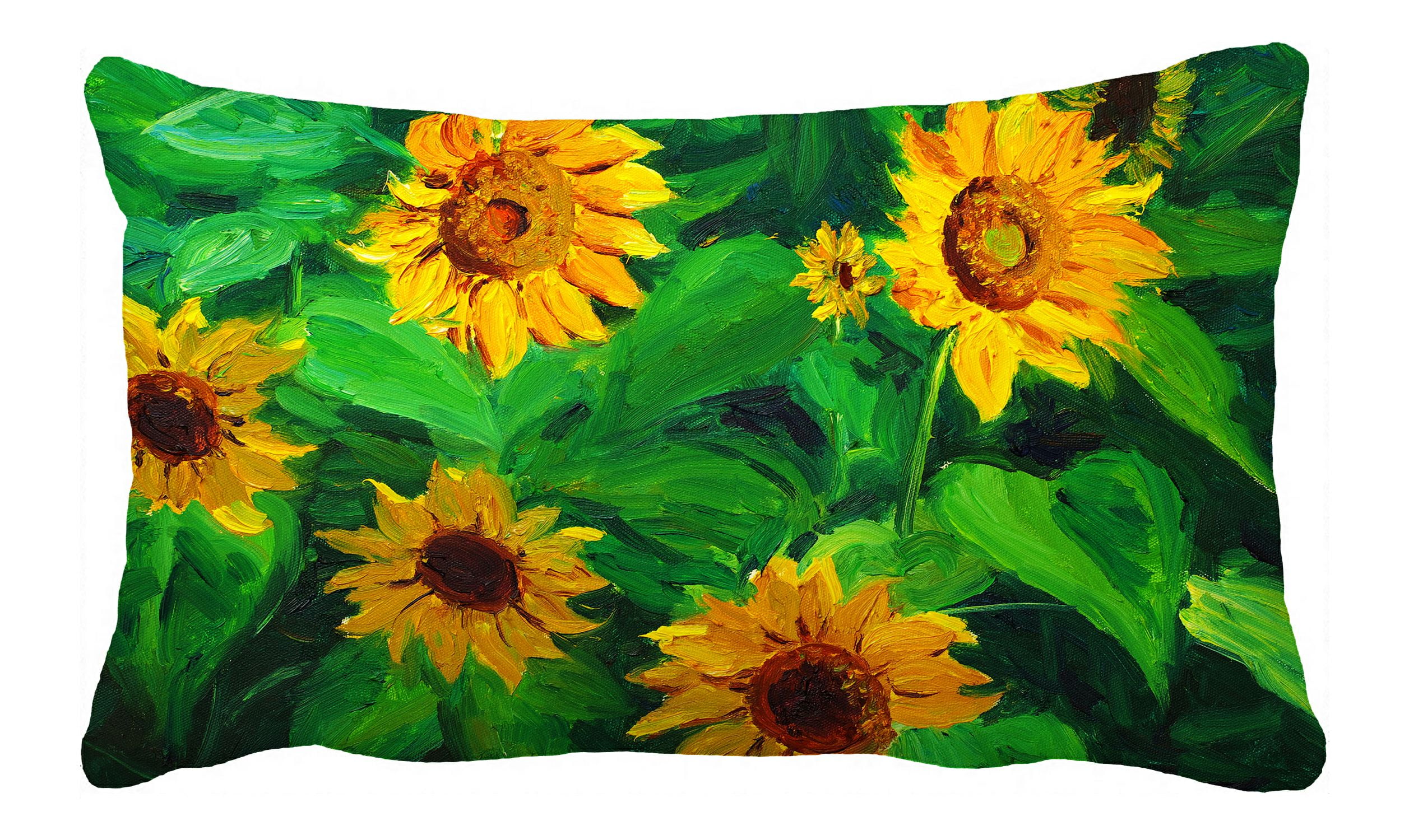 PHFZK Flower Floral Pillow Case, Oil Painting Yellow Sunflower