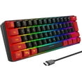 thumbnail image 1 of TEMOGU-60% Wired Gaming Keyboard, Ultra-Compact RGB Backlit Small Gaming Keyboard for PC Computer Gamer (Red and Black), 1 of 4