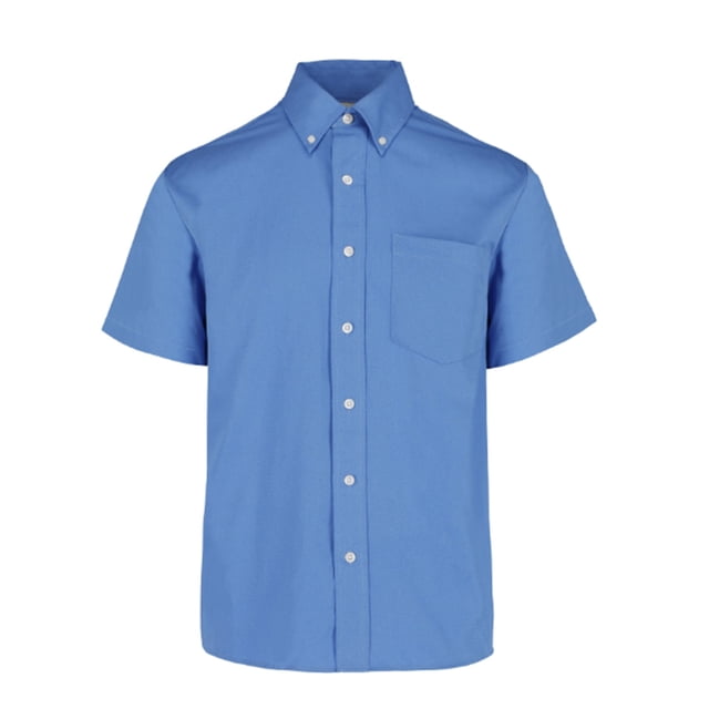 Camisa de Gabardina Manga Corta para Caballero, Color Azul Francia, Talla Mediana, 50% Algodón y 50% Poliéster. Yazbek C0606