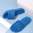 thumbnail image 5 of Platform Slippers for Women Men Cushioning Nonslip Indoor Slides Open Toe Thick Soft Sole Summer Sandals Beach Shoes Blue Size 10, 5 of 7