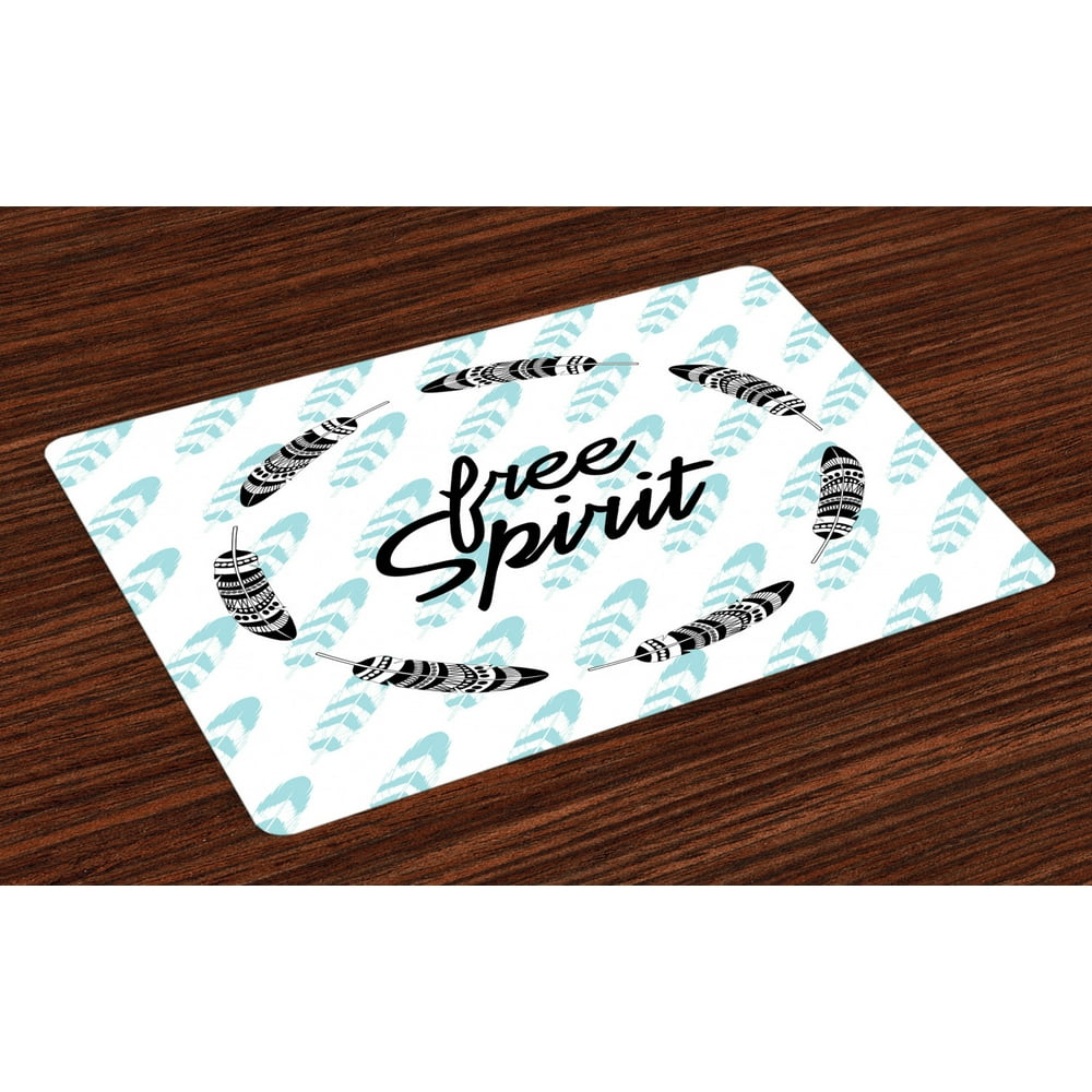 Adventure Placemats Set of 4 Quote About Being Free Little Feather