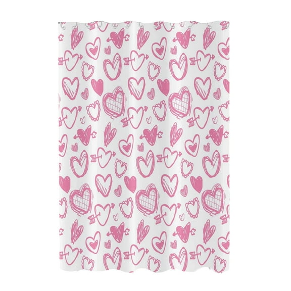 DefiDgd Valentine's Shower Curtain,Heart Pattern Shower Curtain Red Theme Curtains Valentines Retro Waterproof Polyester Bathroom Curtains Set with Hooks(B)