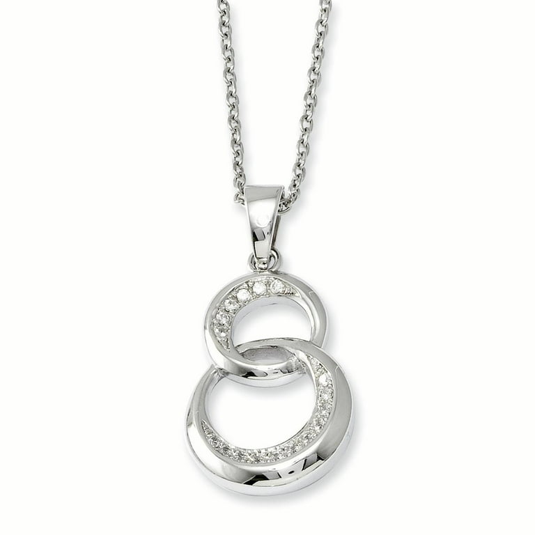 Sterling Silver & CZ Brilliant Embers Double Circle Necklace