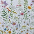 thumbnail image 5 of Awypu Chic Modern Bathroom Decor Vintage Floral Border Herbs and Wild Flowers Botanical Engraving Style Colorful Field Waterproof Shower Curtain White, 5 of 7