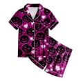 thumbnail image 5 of KPOPLK Little Girls Pajamas Set Halloween Sleepwear Short Sleeve Button Down Silk Shirt and Shorts Sleepwear 2 Piece Kids Pjs 2-13Years,Size 10-11 Years, 5 of 5