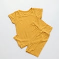 thumbnail image 2 of LLYwey Toddler Shorts Sets, Baby 2 Piece Summer Outfits Sets, Unisex Boys Girls Solid Ribbed Crew Neck Short Sleeve T-Shirts and High Waist Shorts Matching Sets, Yellow, 2T, 2 of 5