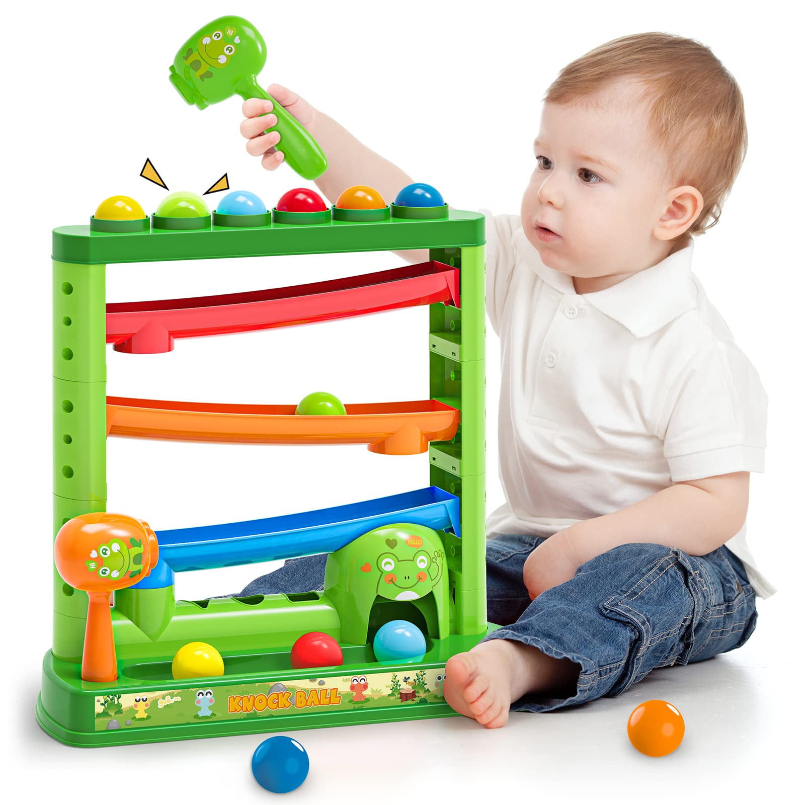 Toddlers Toys for 1 2 3 Years Old Kids Pound A Ball Toys Included 2 Hammer 12 Balls Montessori Toys for 12 18 Months Walmart