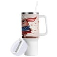 thumbnail image 2 of 40 oz Tumbler with Handle and Straw Lid Cartoon Pig with Usa Flag Insulated Vacuum Water Bottle Stainless Steel Travel Cup, 2 of 8