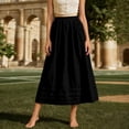 thumbnail image 5 of Lusa Long Skirts for Women 2026 Summer Boho Pleated Loose Fit Lightweight Flowy Skirt Pure Color Casual Elastic High Waisted Swing A-Line Maxi Skirts Black M, 5 of 5