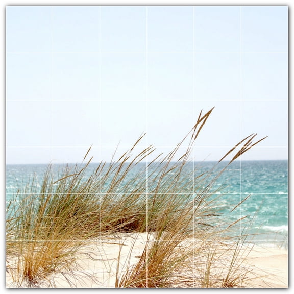 Picture-Tiles.com: Beach Ceramic Tile Wall Mural WAL500090-66S. 25.5"W x 25.5"H using (36) 4.25" x 4.25" Ceramic Tiles-Satin Finish