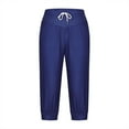 thumbnail image 6 of Women's Crop Sweatpant Capri Pants Lounge Drawstring High Elastic Waist Wide Leg Pant Cinch Sport Bottom Trousers Navy XX-Large, 6 of 6