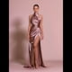 thumbnail image 4 of Vestido de Dama de con Cuello Halter y Abertura, Vestido de Fiesta de Satén, Vestido de Noche Formal de Sirena Plisado Colorante para Pasta de Frijoles M, 4 of 8